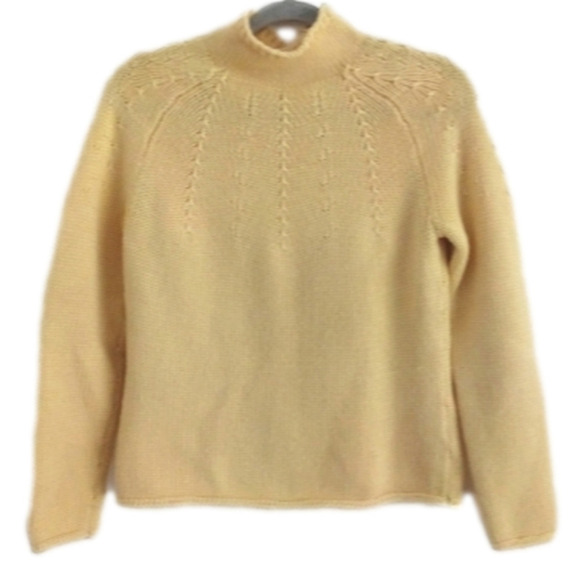 Talbots Wool 100% Knit Butter Yellow Pullover Sweater  Sz S - Picture 1 of 15
